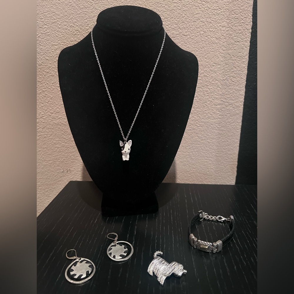 Silver Pendant Necklace with Dog Charm